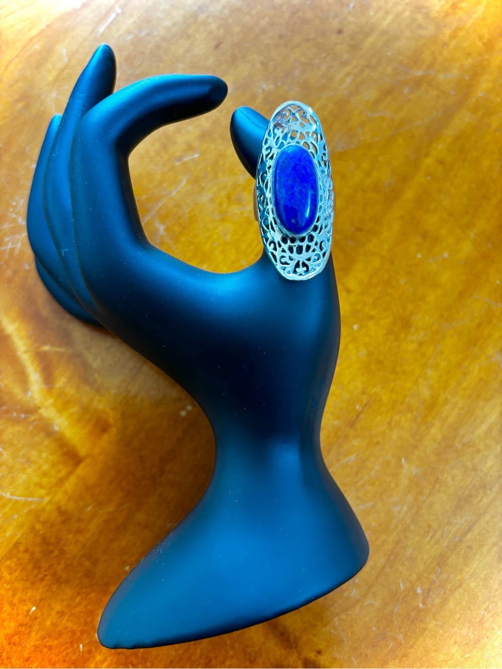 Sterling Silver Lapis lazuli
Cocktail Ring Oval Blue Lapis lazuli stone